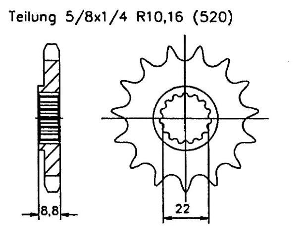 Ritzel für KTM SX 525 Racing 03-10 vorne 14 Zähne