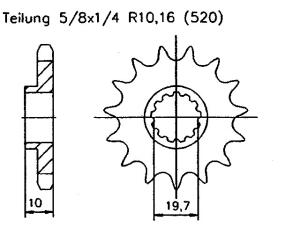 Suzuki 250 RM X/Y USA99-00 Ritzel vorne 13 Zähne