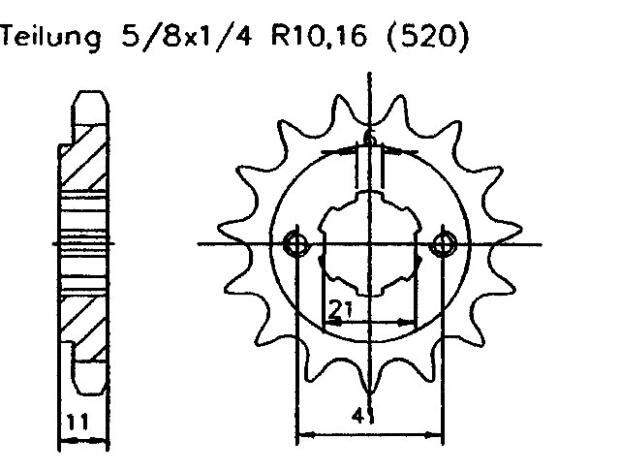 Honda 250 VT FD,FE,FG,F2D,FJ83-88 Ritzel vorne 14 Zähne