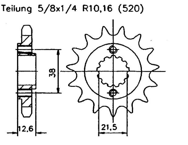 Husaberg 501 FC 6 Speed & USA 1996 front sprocket 14 teeth