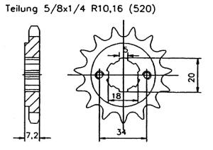 Honda 250 XR RL,RM,RN,RP,RR,RS Australia90-95 Ritzel vorne 13 Zähne