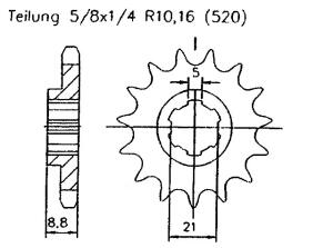 Husqvarna 360 CR & USA92-94 Ritzel vorne 13 Zähne