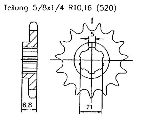 Kawasaki 200 KLT A4,A4A,B1,C1,C283-84 Ritzel vorne 13 Zähne