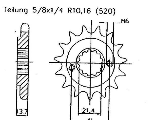Kawasaki 600 ZX G1-G2, J1-J3 Ninja (ZX-6R) 520 Conversion98-02 Ritzel vorne 15 Zähne